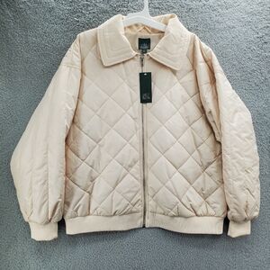 Wild Fable Jacket Quilted Puffer Womens Stucco Cream Zip Up NWT